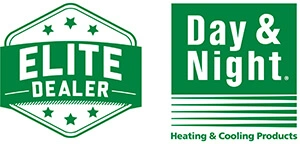 Day & Night logo and Elite Dealer logo | Pro Comfort Heating & Cooling