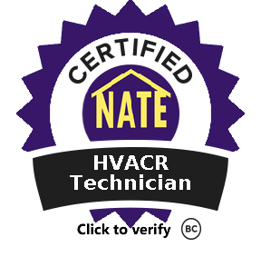 Certified NATE HVACR Technician badge | Pro Comfort Heating & Cooling